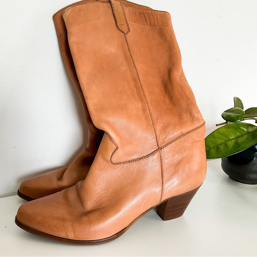 VINTAGE Tan Leather Boho Boots Made In Brazil